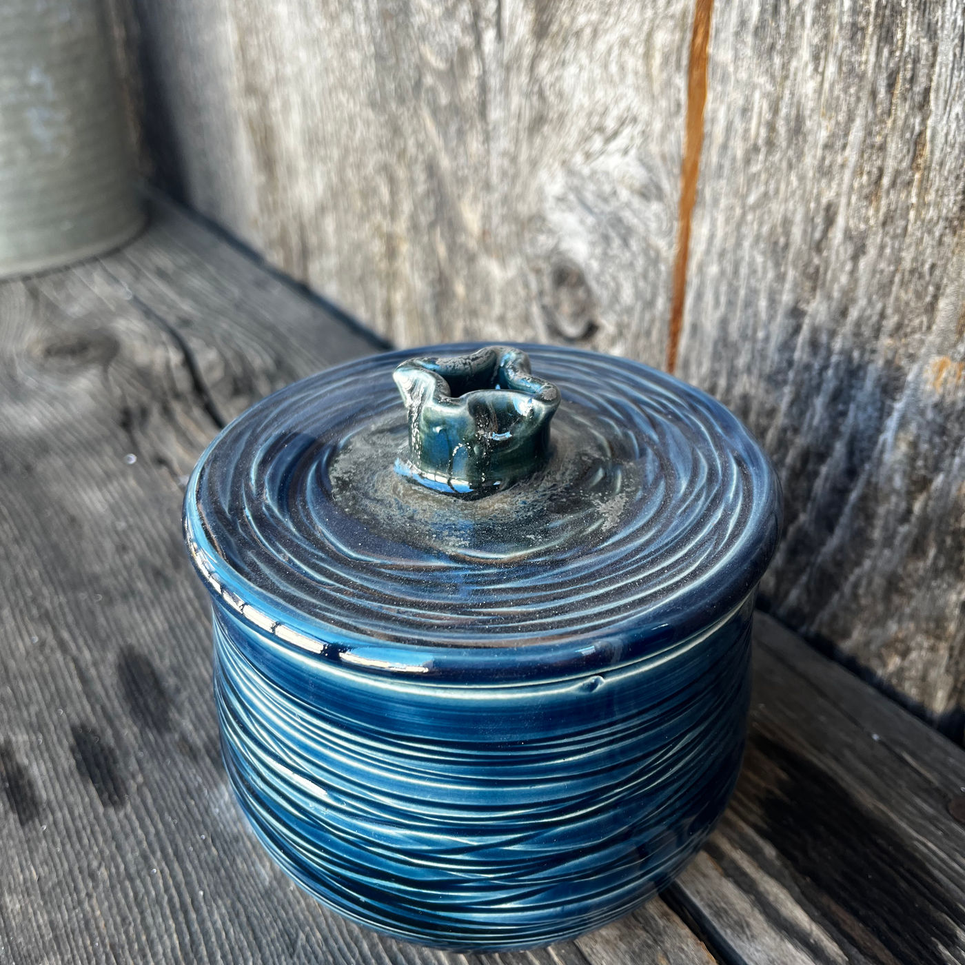 Blue & Gold Textured Butter Bell