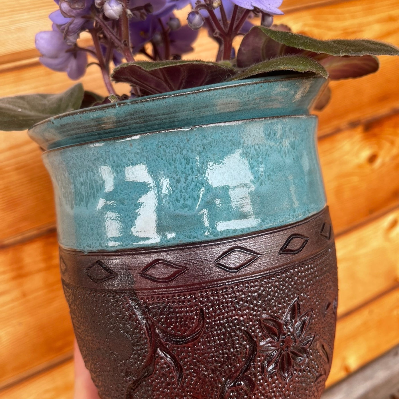 Leather Work African Violet Pot